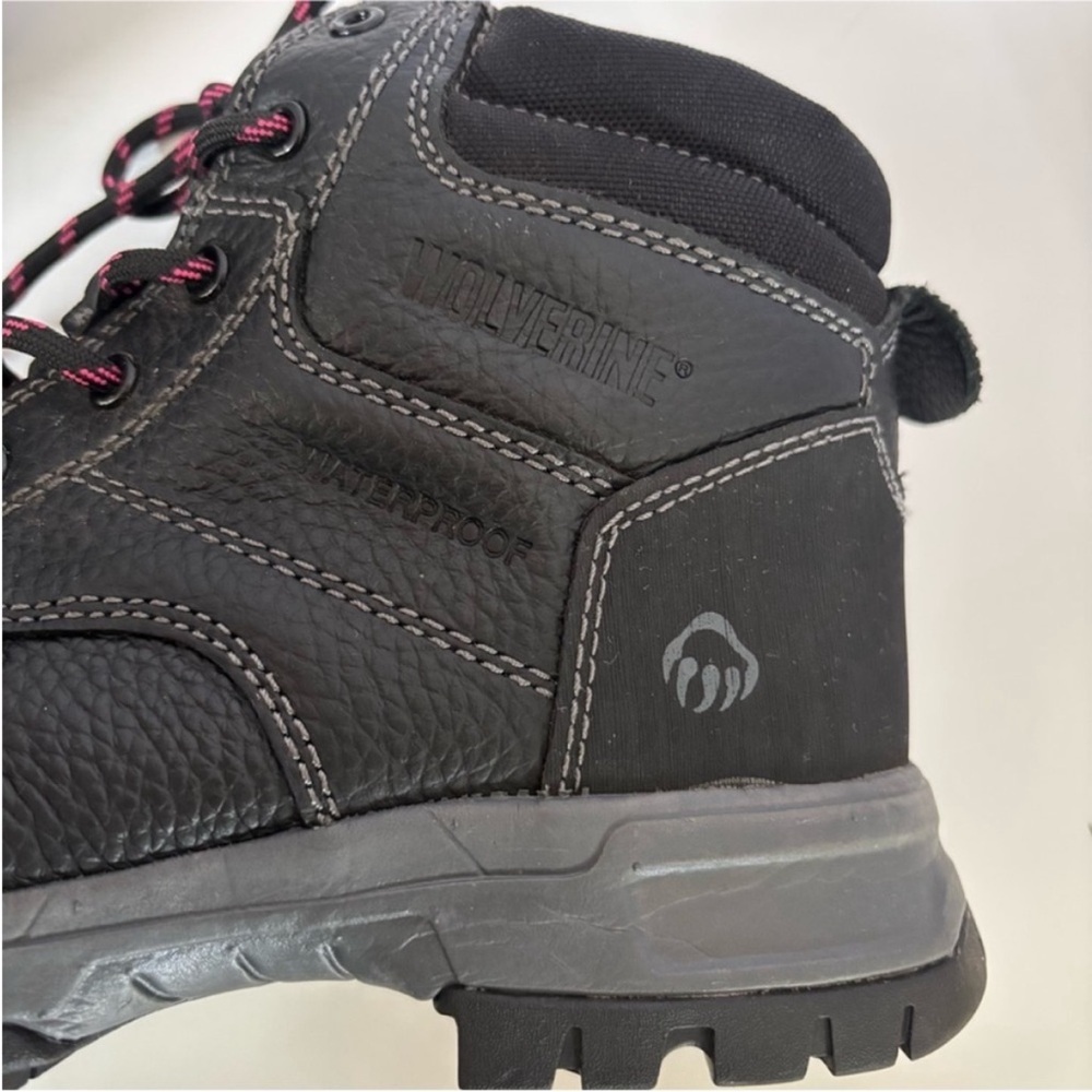 Wolverine Waterproof Work Boots Composite Toe Piper Leather Black Pink Size 8 - Picture 12 of 14